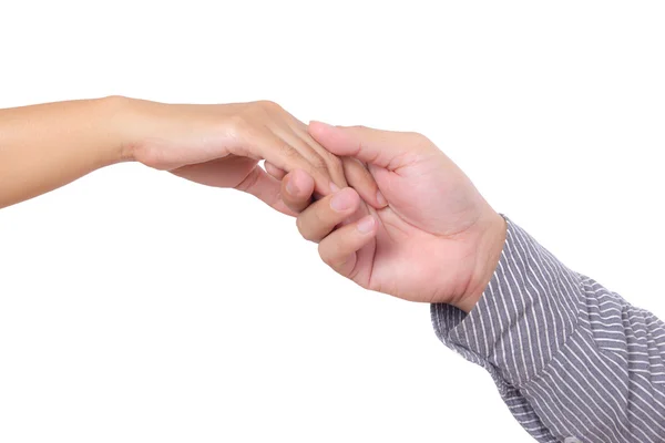 Man holding woman hand isolated — Stock Photo, Image