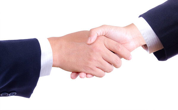 Business hand shaking isolated