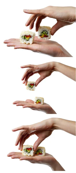 Vegetable rolls in the hand — Stock Photo, Image