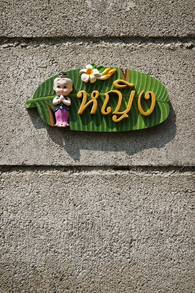 Weibliches Toilettenschild in thailändischer Sprache an der Wand — Stockfoto