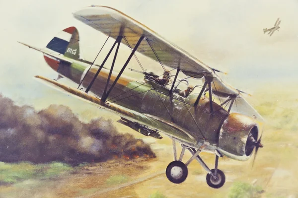 Vecchia aviazione thailandese in servizio pittura su tela — Foto Stock