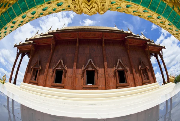 stock image Wide angle frame of Thai teak temple