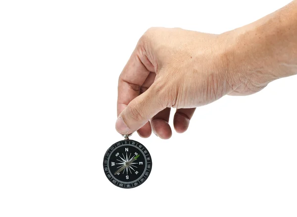Holding black compass — Stock Photo, Image
