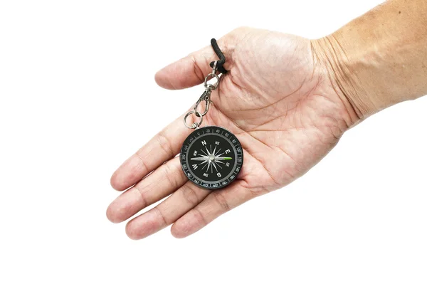 stock image Black compass in hand