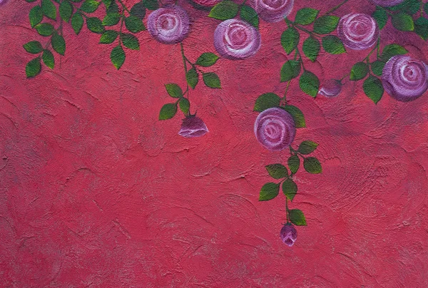 Rose painting on the wall — Stock Photo, Image