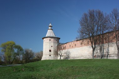 Russia, Zaraysk. The tower and wall Zaraisk Kremlin. clipart