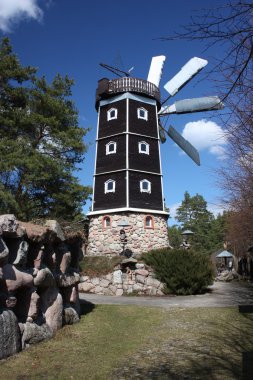 Lithuania, Druskininkai. Sculpture park. Windmill. clipart
