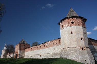 Russia, Zaraysk. The towers and walls Zaraisk Kremlin. clipart