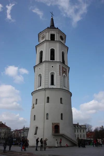 Vilnius, Litva. zvonice v náměstí s katedrálou. — Stock fotografie