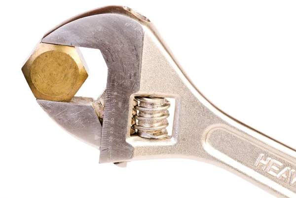 Wrench with nut — Stock Photo, Image