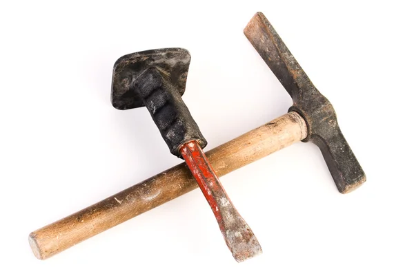Scalpello e martello — Foto Stock