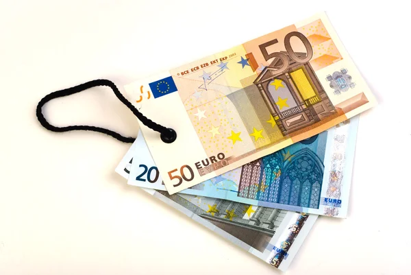 Etiqueta de billetes en euros — Foto de Stock