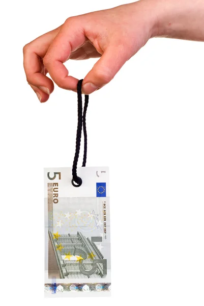 Colgando 5 Euro tag — Foto de Stock