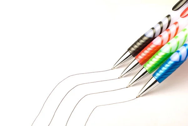 Quatro canetas esferográficas — Fotografia de Stock