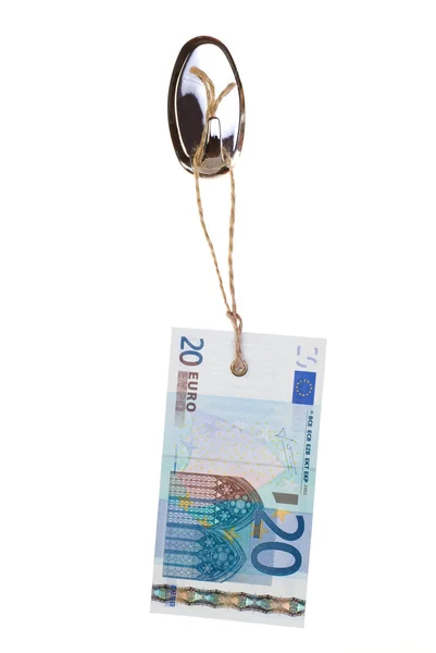 Etiqueta de 20 euros no gancho — Fotografia de Stock