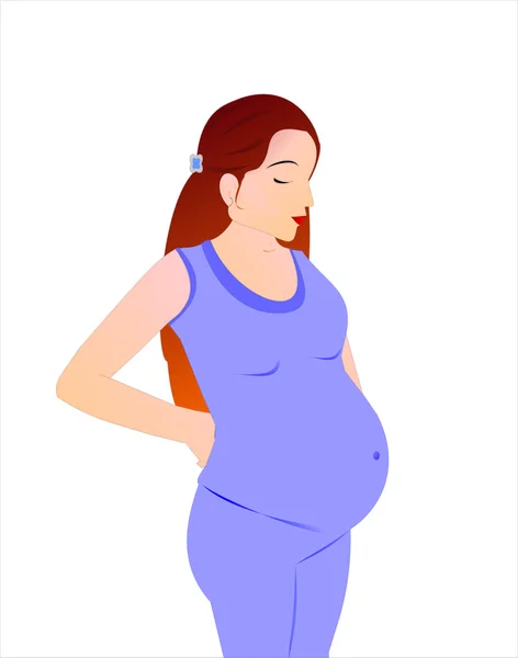 Donna incinta su uno sfondo bianco — Vettoriale Stock