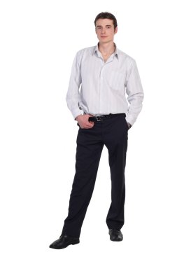 Man standing in shirt and pants isolated clipart