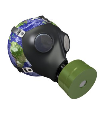 Earth with gas mask clipart