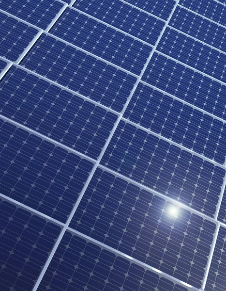 Solární panely v řadě — Stock fotografie