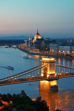 Budapest skyline by night clipart