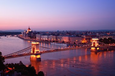 Budapest skyline by night clipart