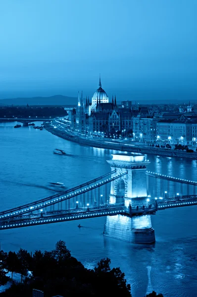 Budapest skyline nattetid — Stockfoto