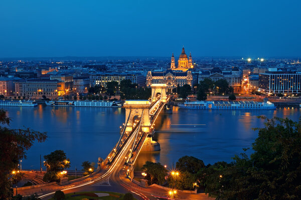 Budapest skyline by night