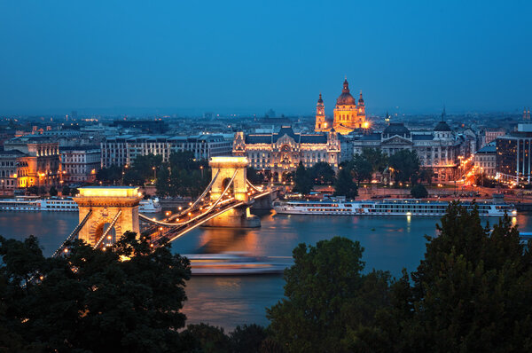 Budapest skyline by night