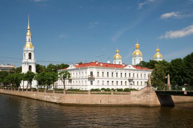 The view from the river on Griboedov Nicholas Naval Cathedral. S clipart