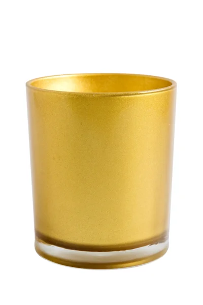 Glas mit Gold, isoliert auf weißem Hintergrund — Stockfoto