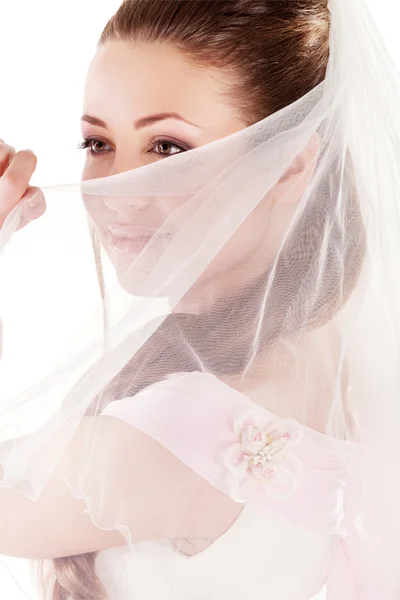 Bella donna vestita da sposa — Foto Stock