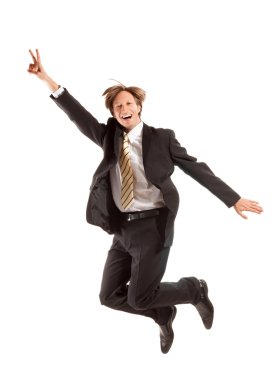 Successful business man jump clipart