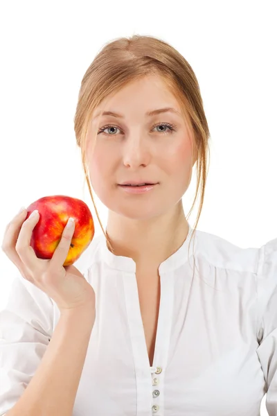 Hermosa mujer sosteniendo manzana —  Fotos de Stock