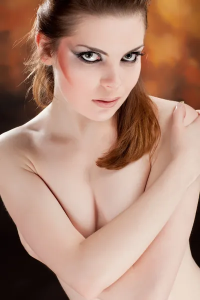Fashion photo of beautiful nude woman — Stock Photo, Image