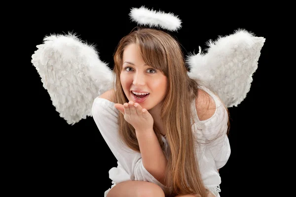 美しい金髪の天使の女性 — ストック写真