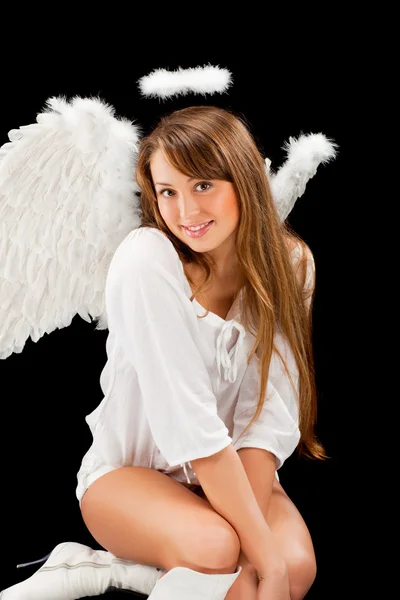 Güzel sarışın melek kadın — Stok fotoğraf