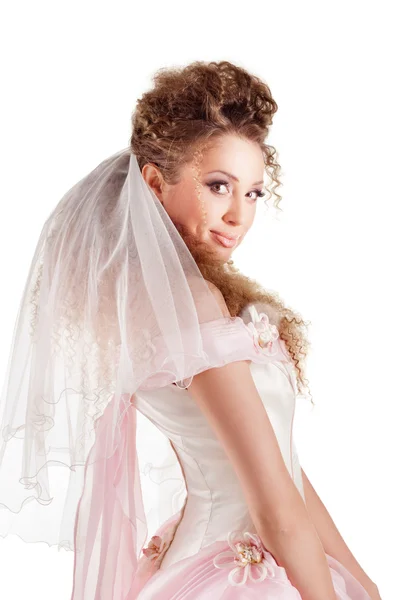 Красивая женщина, одетая как невеста — стоковое фото