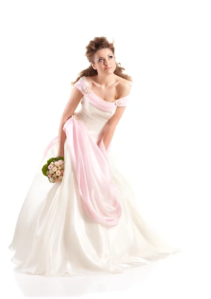 Mulher bonita vestida de noiva — Fotografia de Stock
