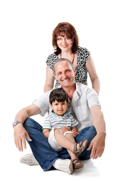 Happy grandparents with handsome grandsons — Stock Photo, Image