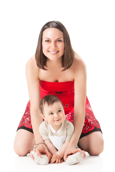 Bild på glada mor med baby — Stockfoto