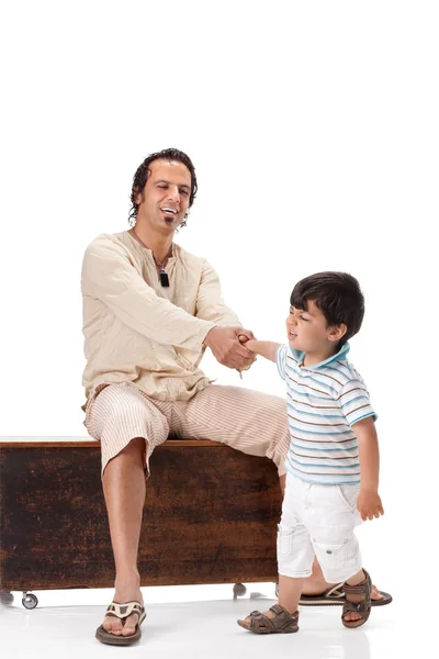 Father and little son studio portrait — Stock Photo, Image