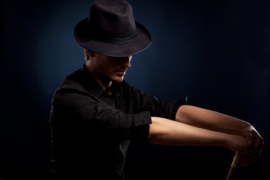 Man in a black hat clipart