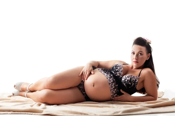 Bella donna incinta adulta — Foto Stock