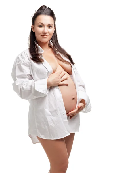 Красивая беременная женщина — стоковое фото