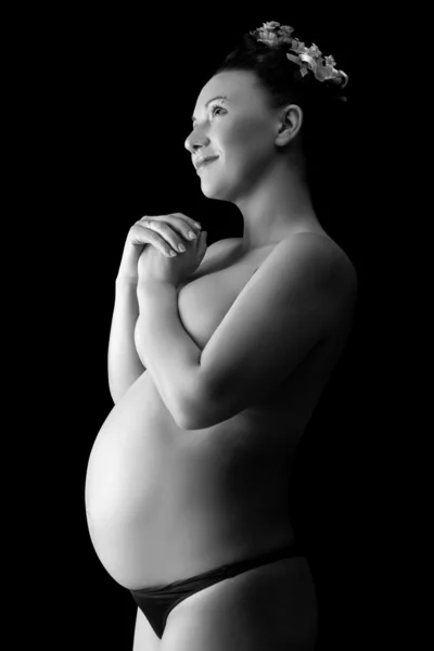 Piękna kobieta w ciąży z tyłu — Zdjęcie stockowe