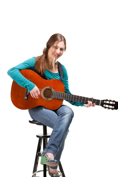 Cowgirl ahat akusztikus gitár — Stock Fotó