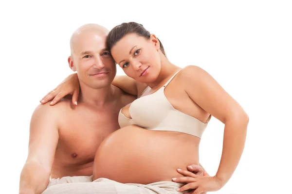 Mulher grávida madura com seu marido — Fotografia de Stock