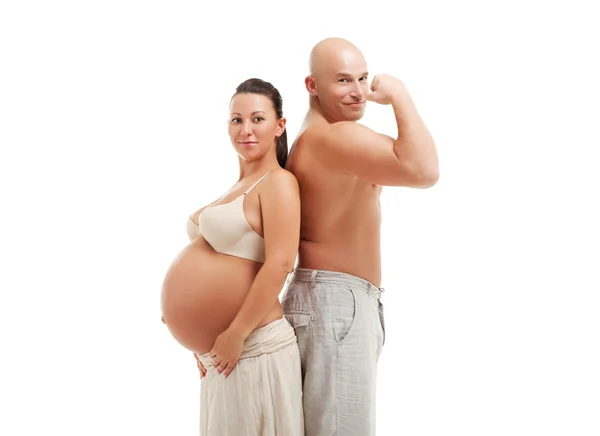 Olgun hamile kadının kocası ile — Stok fotoğraf