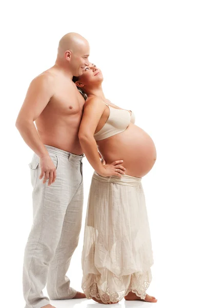 Starsza kobieta w ciąży z mężem — Zdjęcie stockowe