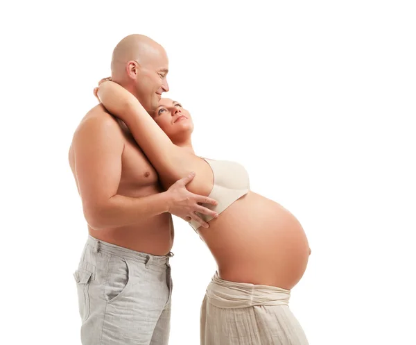 Зріла вагітна жінка з чоловіком — стокове фото